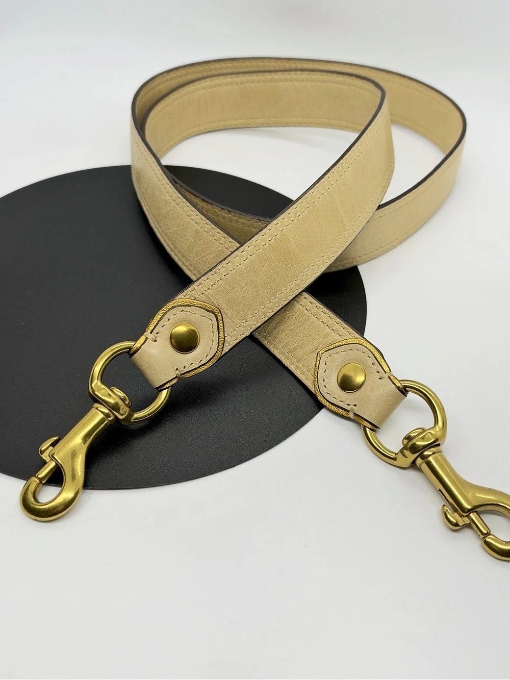 Vintage Coach Beige Leather Thick Replacement Shoulder Strap Brass Hardware